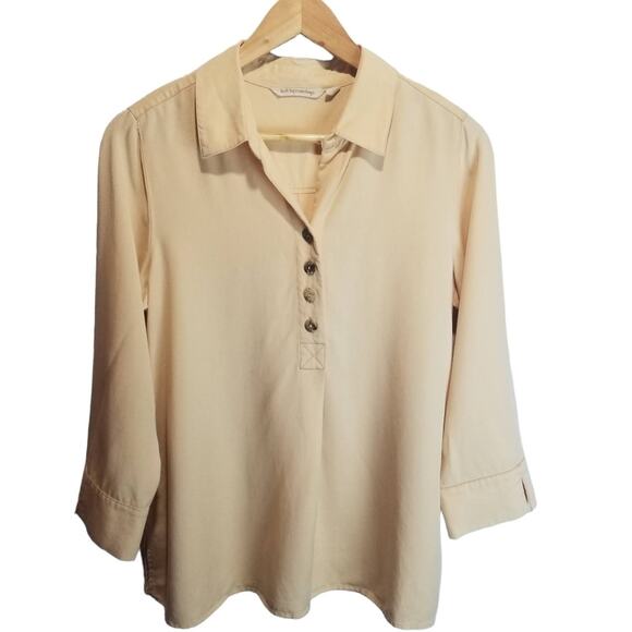 Soft Surroundings Shirt Petite Medium Tunic Creamy Yellow Hutton Popover Tencil - Picture 5 of 5